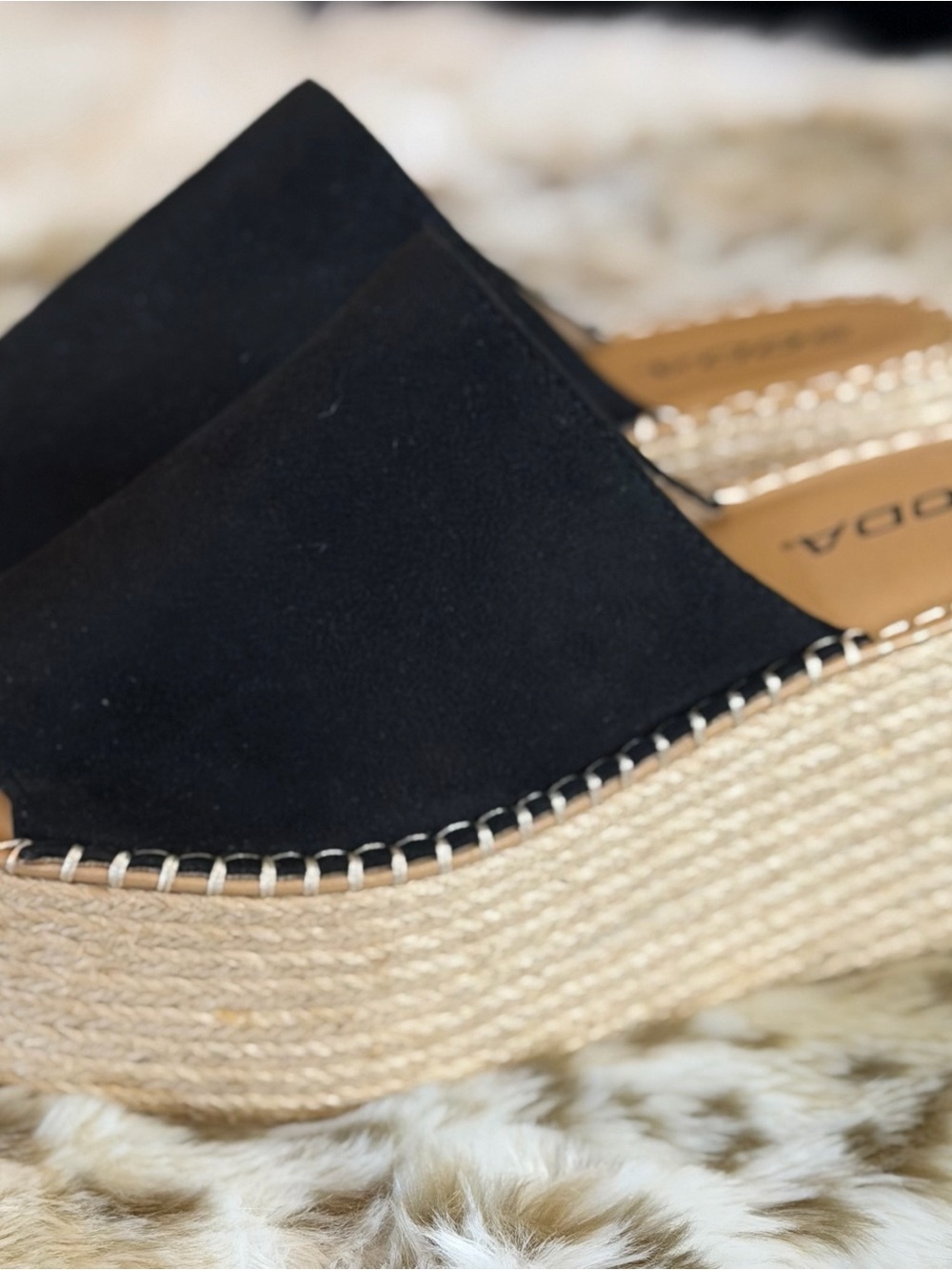 Soda Black Suede Platform Espadrille Slide - Picture 6 of 6